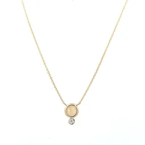 14K Yellow Gold 4mm Round Opal & Diamond Necklace