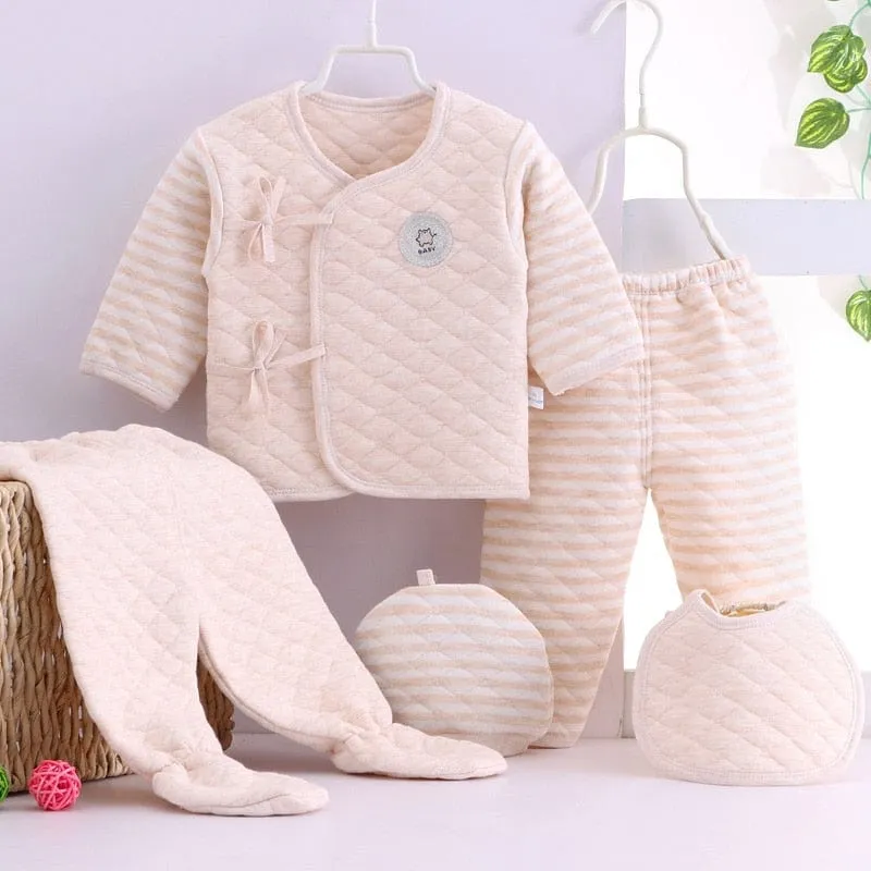 5PC Newborn Baby's Quilted Cotton Layette Set