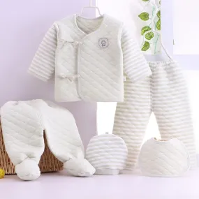 5PC Newborn Baby's Quilted Cotton Layette Set