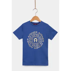 Aigner Kids Boy's Blue Logo T-Shirt