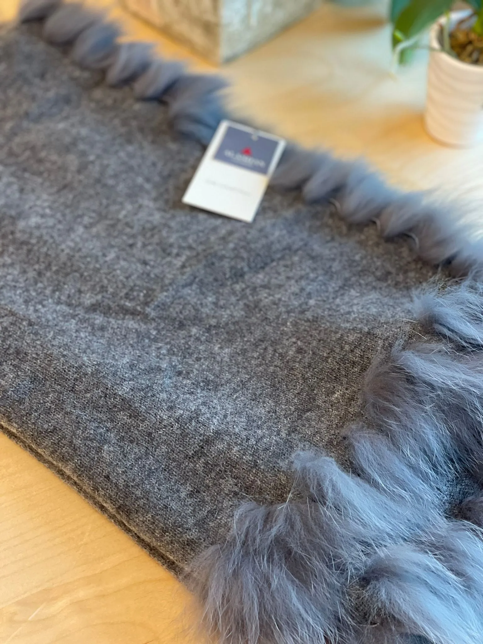 Alashan Luxe 100% Cashmere Flutter Fox Trim Topper Poncho LXF9317