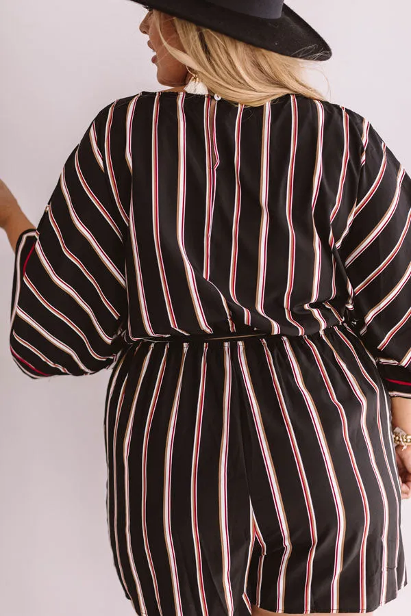 Center Of Chic Stripe Romper  Curves
