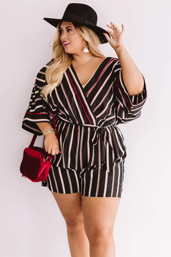 Center Of Chic Stripe Romper  Curves