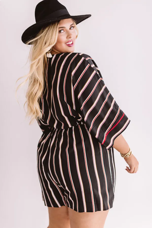 Center Of Chic Stripe Romper  Curves