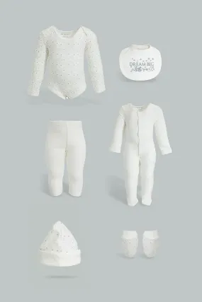 Cream And Grey Quilted Giftset (6-Piece)