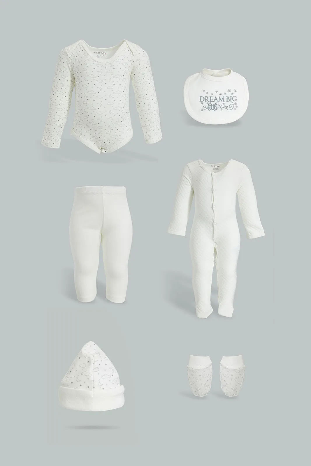 Cream And Grey Quilted Giftset (6-Piece)