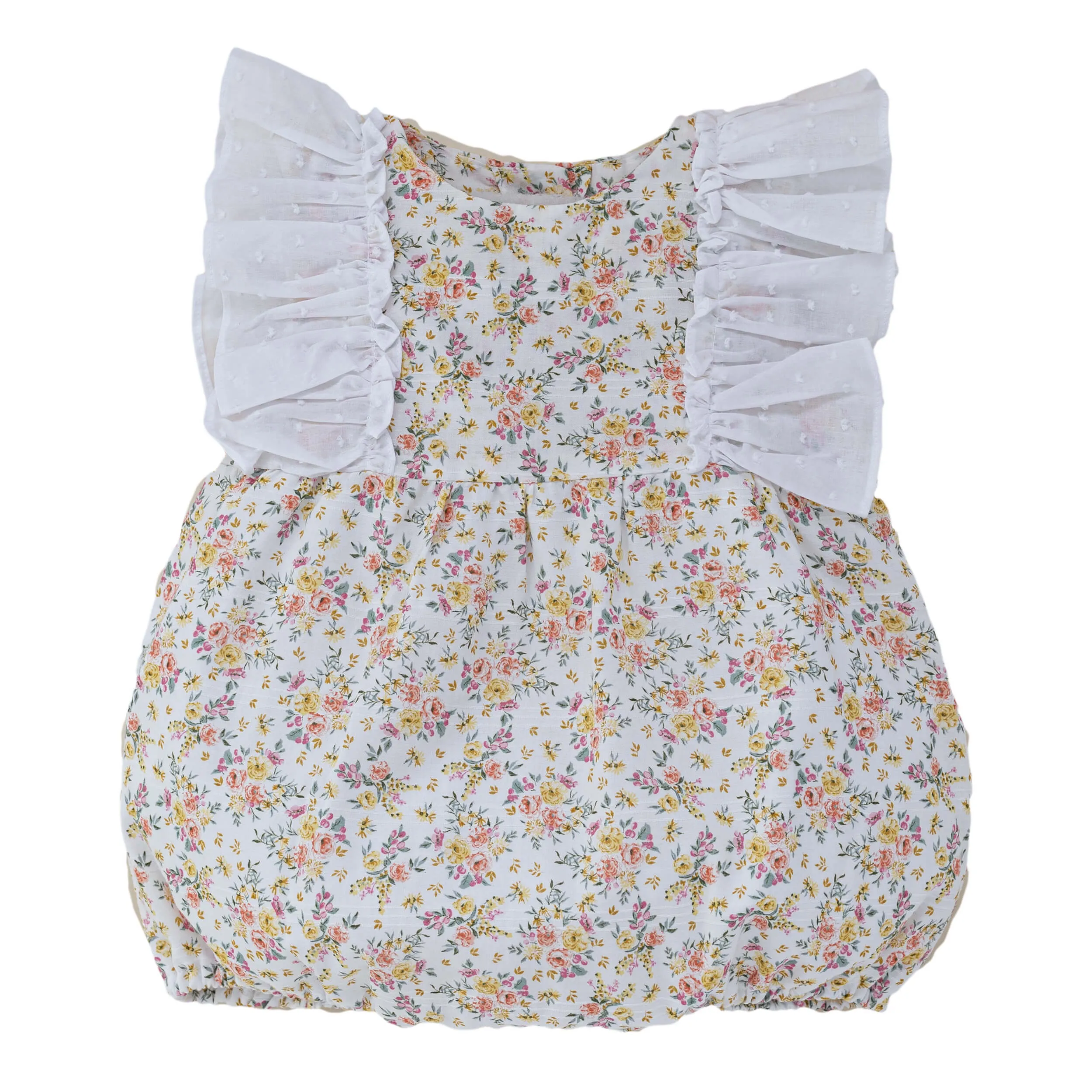 'Fleur' Frill Romper - Lemon (6M, 3Y)