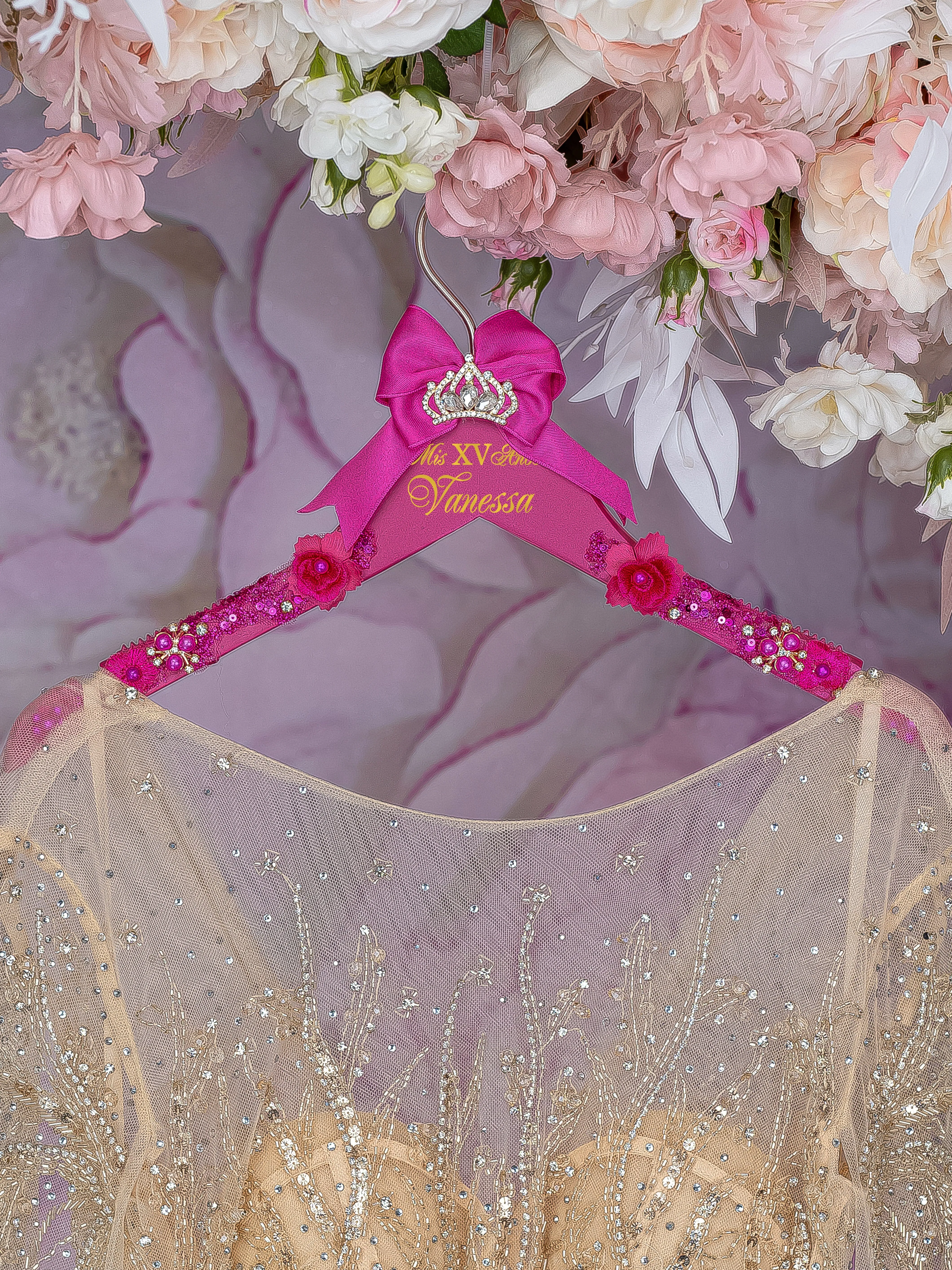 Fuchsia quinceanera dress hanger