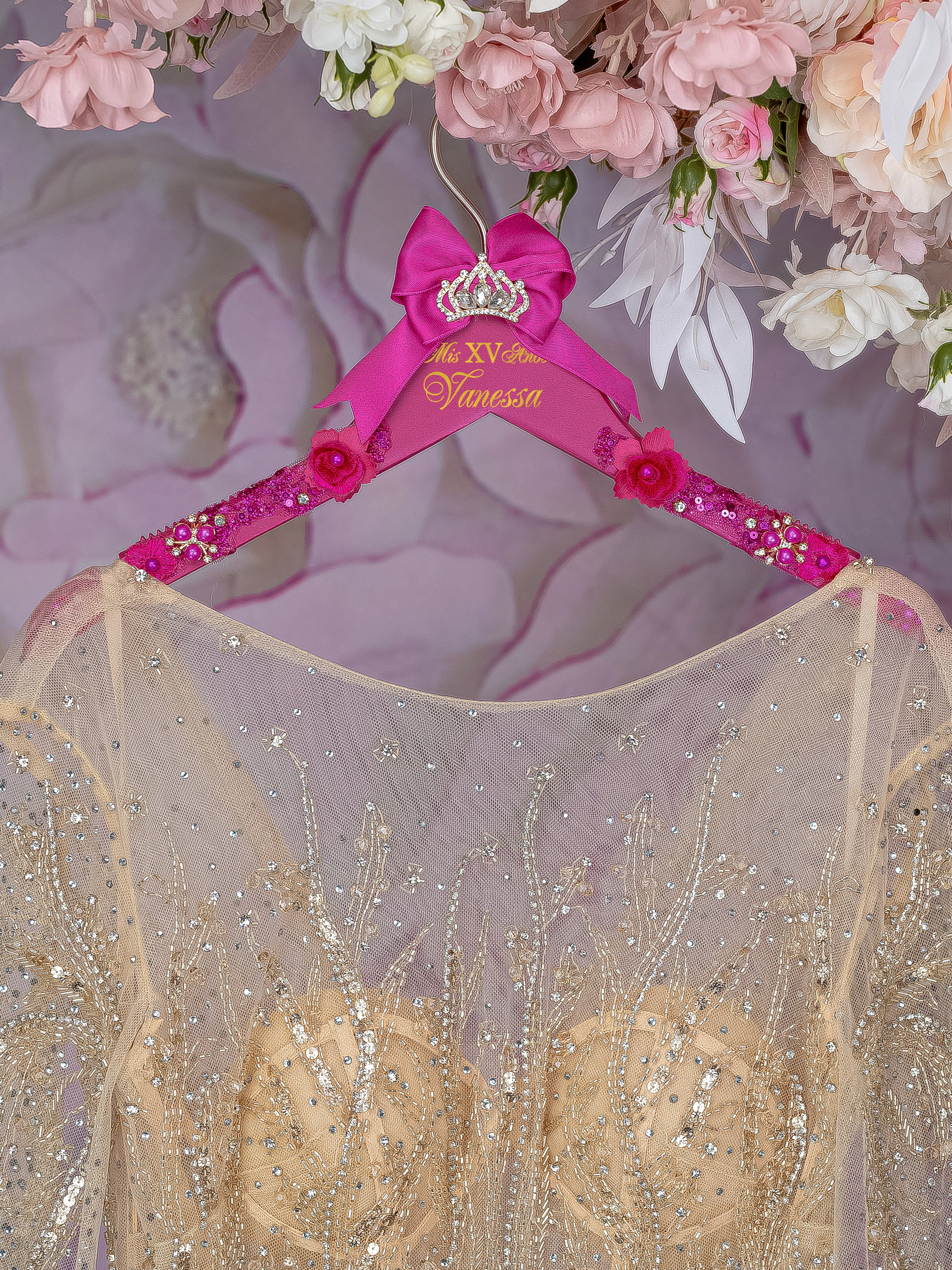 Fuchsia quinceanera dress hanger