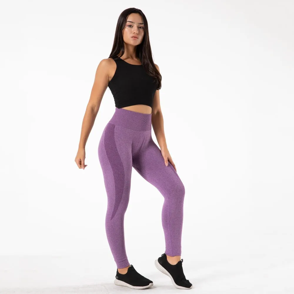 Gym Yoga Pants Women Fitness High Waist Seamless Leggings Sportswear Purple Workout Sport Tights Activewear