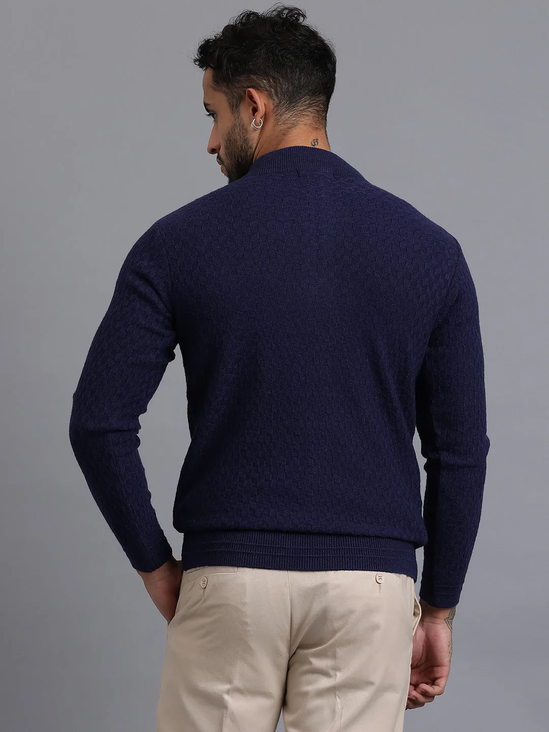 Half-Zipper Knitted Unisex Wool Unisex Sweater