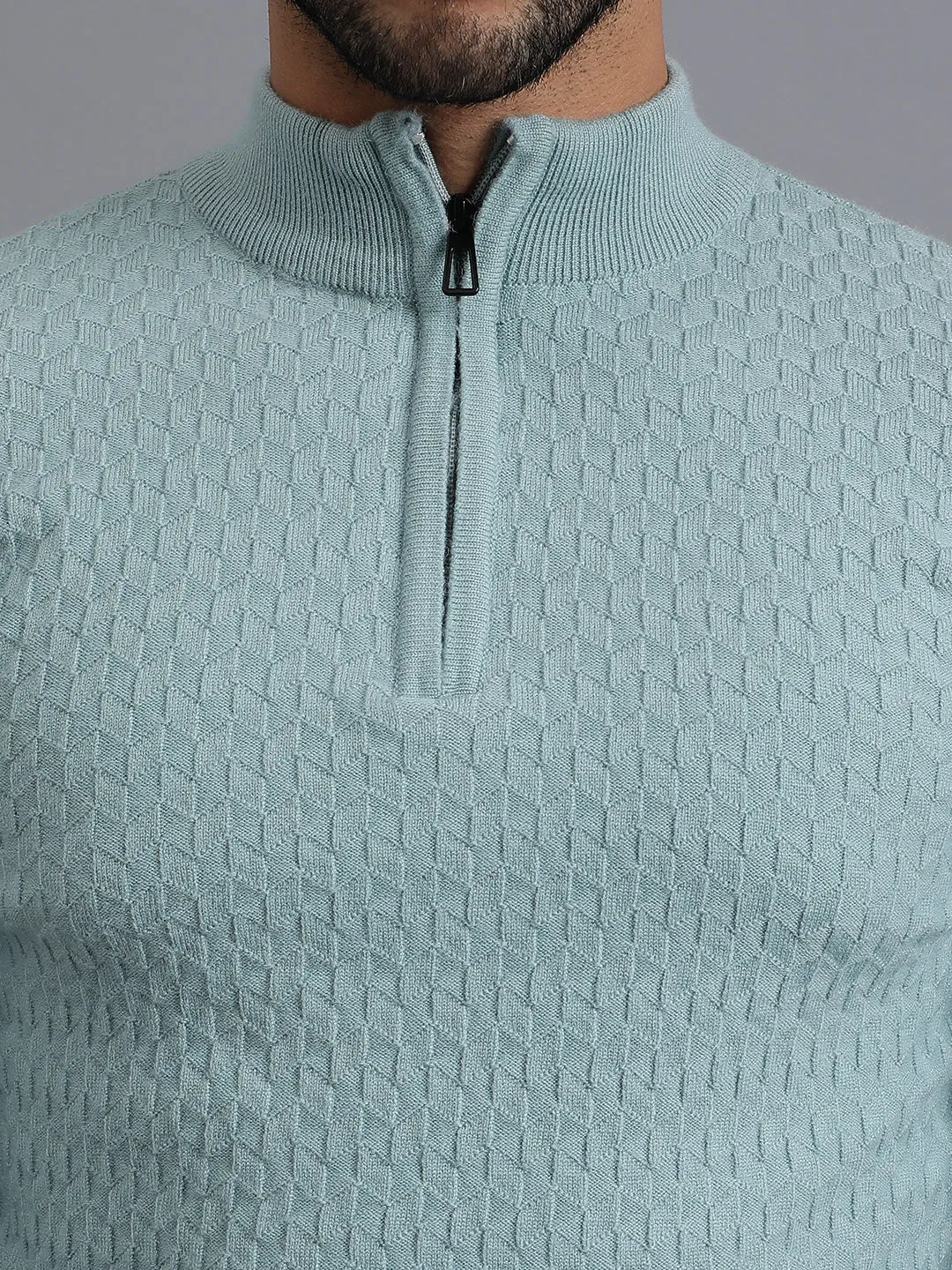 Half-Zipper Knitted Unisex Wool Unisex Sweater