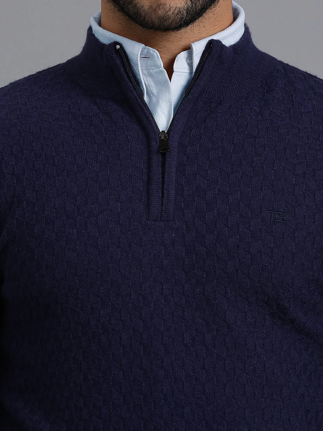 Half-Zipper Knitted Unisex Wool Unisex Sweater