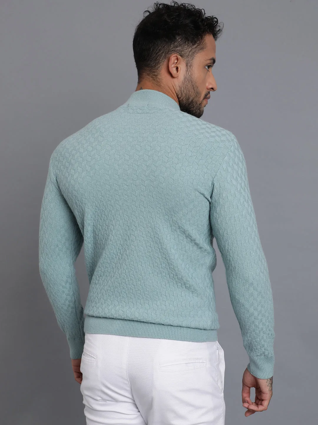 Half-Zipper Knitted Unisex Wool Unisex Sweater
