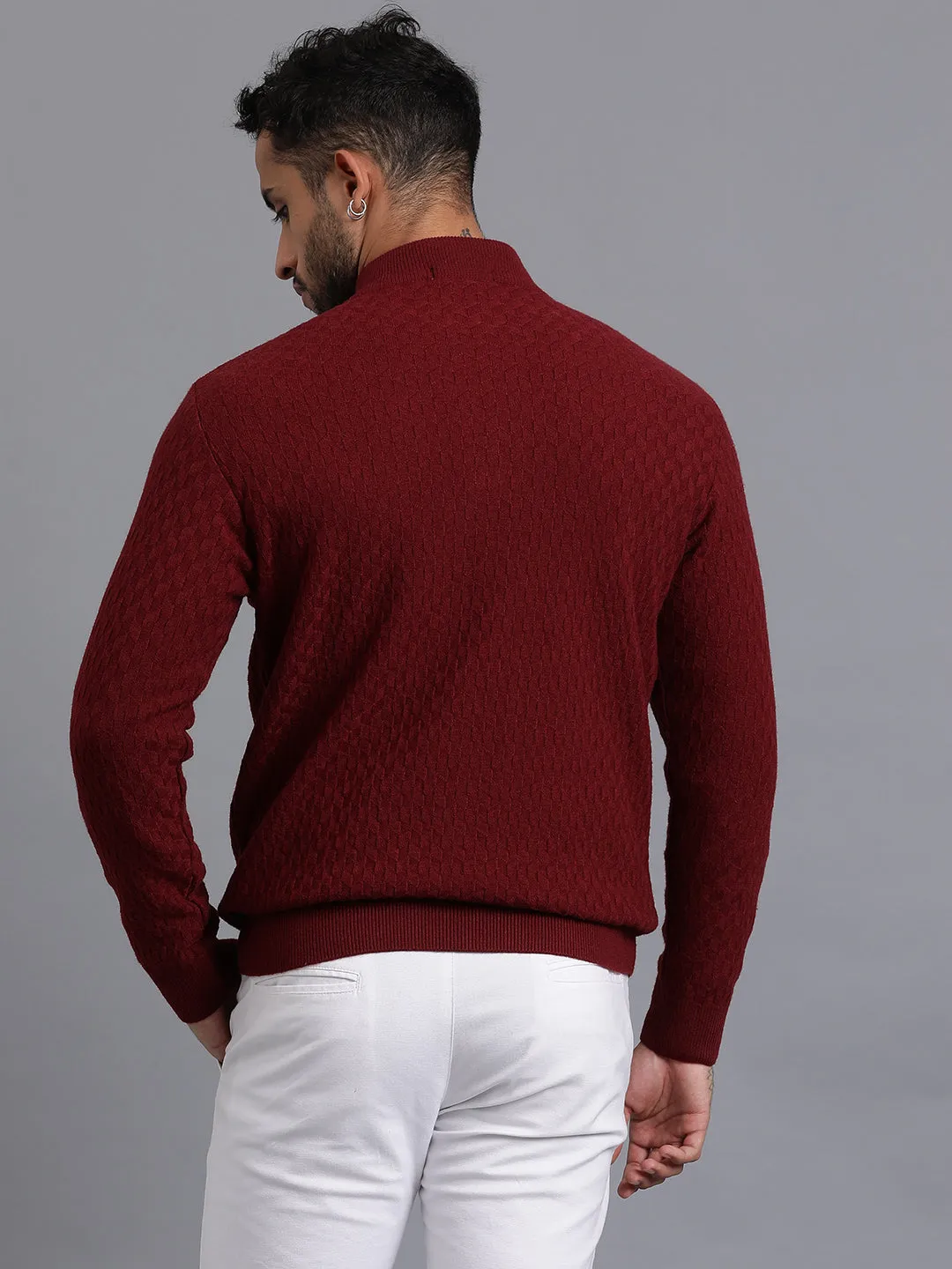 Half-Zipper Knitted Unisex Wool Unisex Sweater