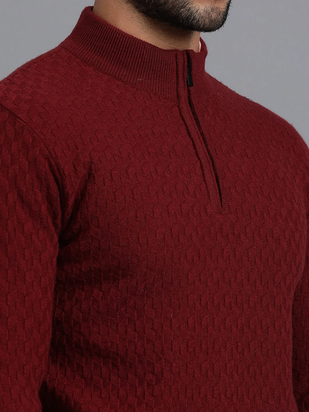 Half-Zipper Knitted Unisex Wool Unisex Sweater
