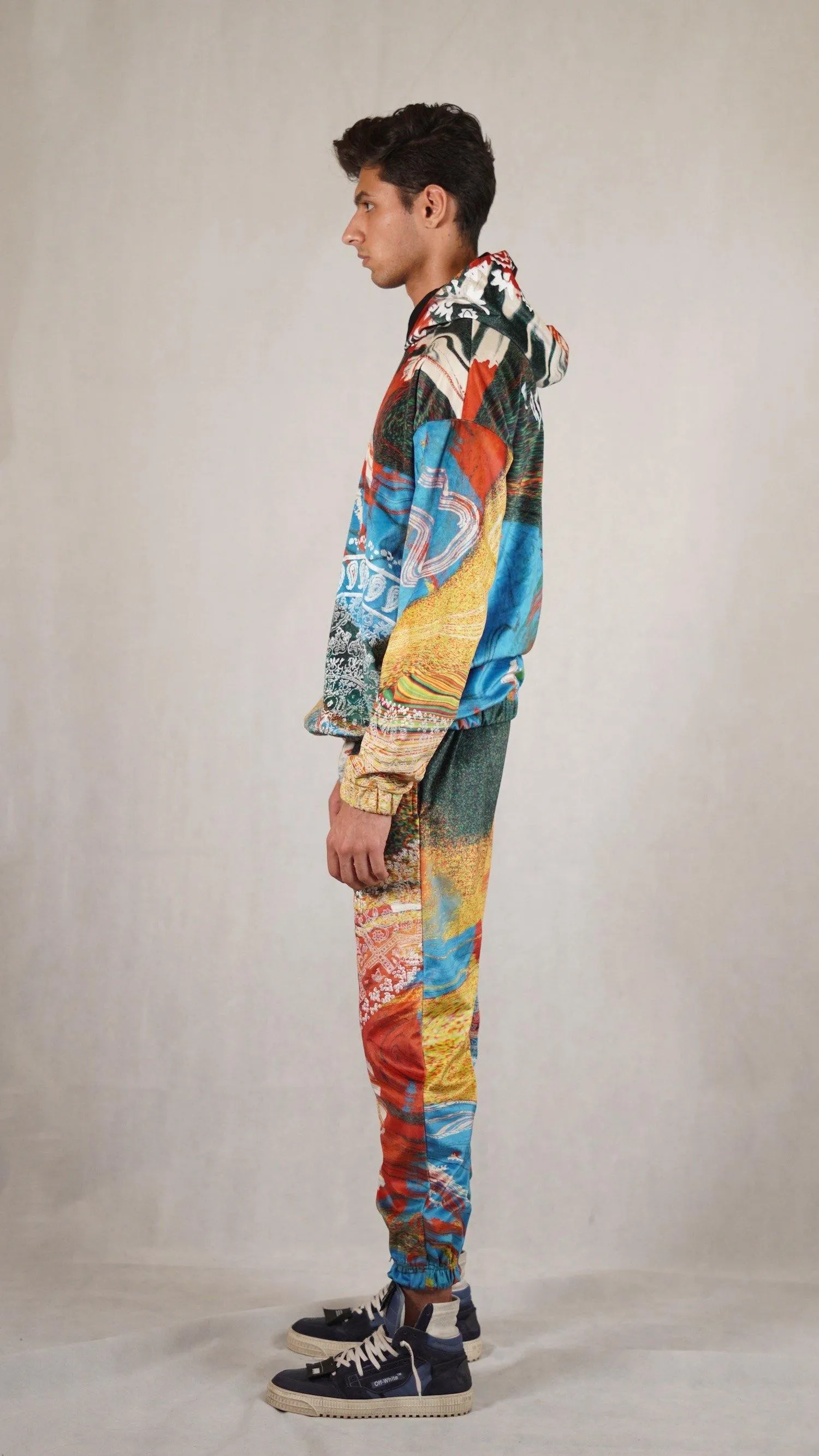 Hand Block Printed "RAVE" Velvet Hoodie