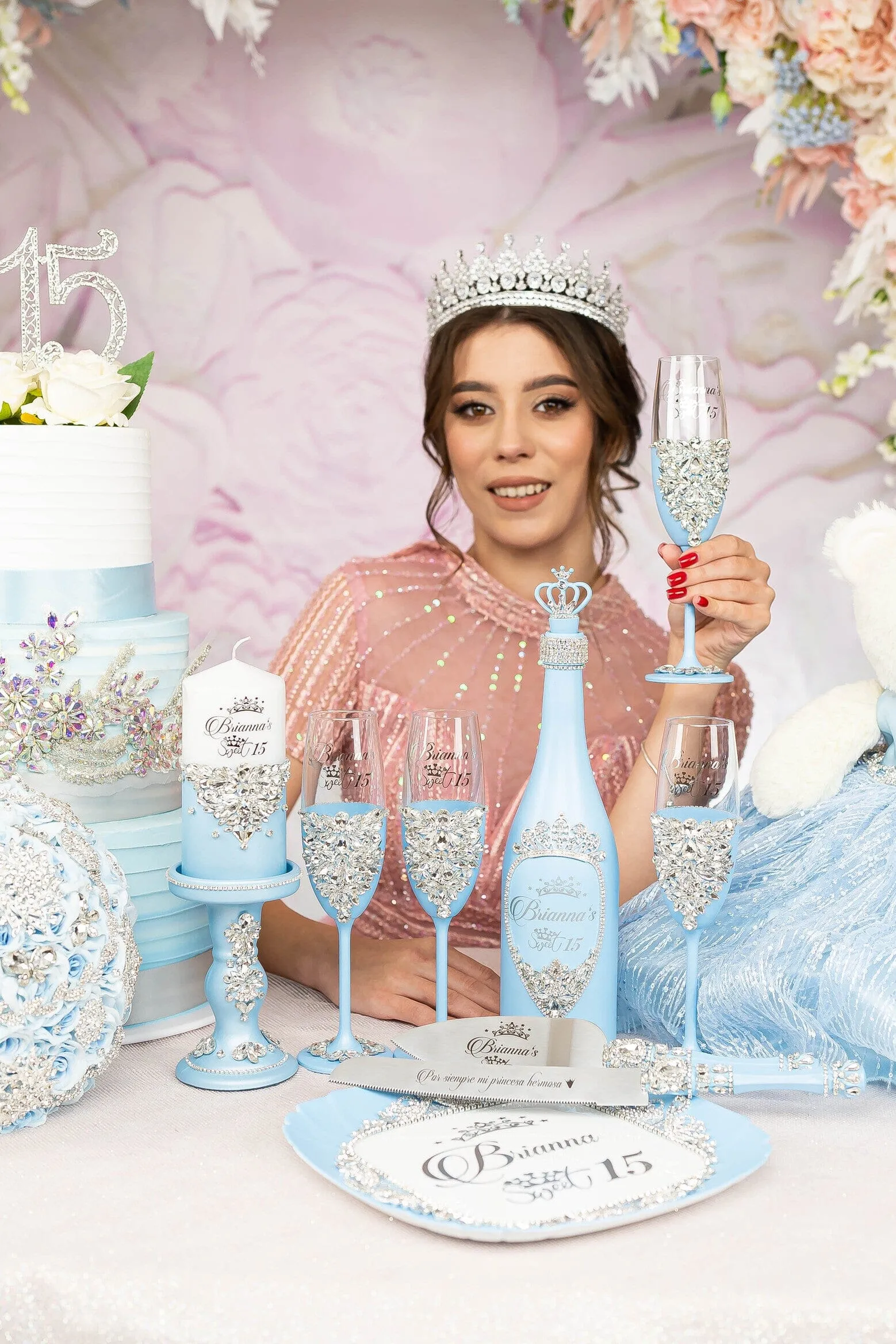 Light blue quinceanera dress hanger