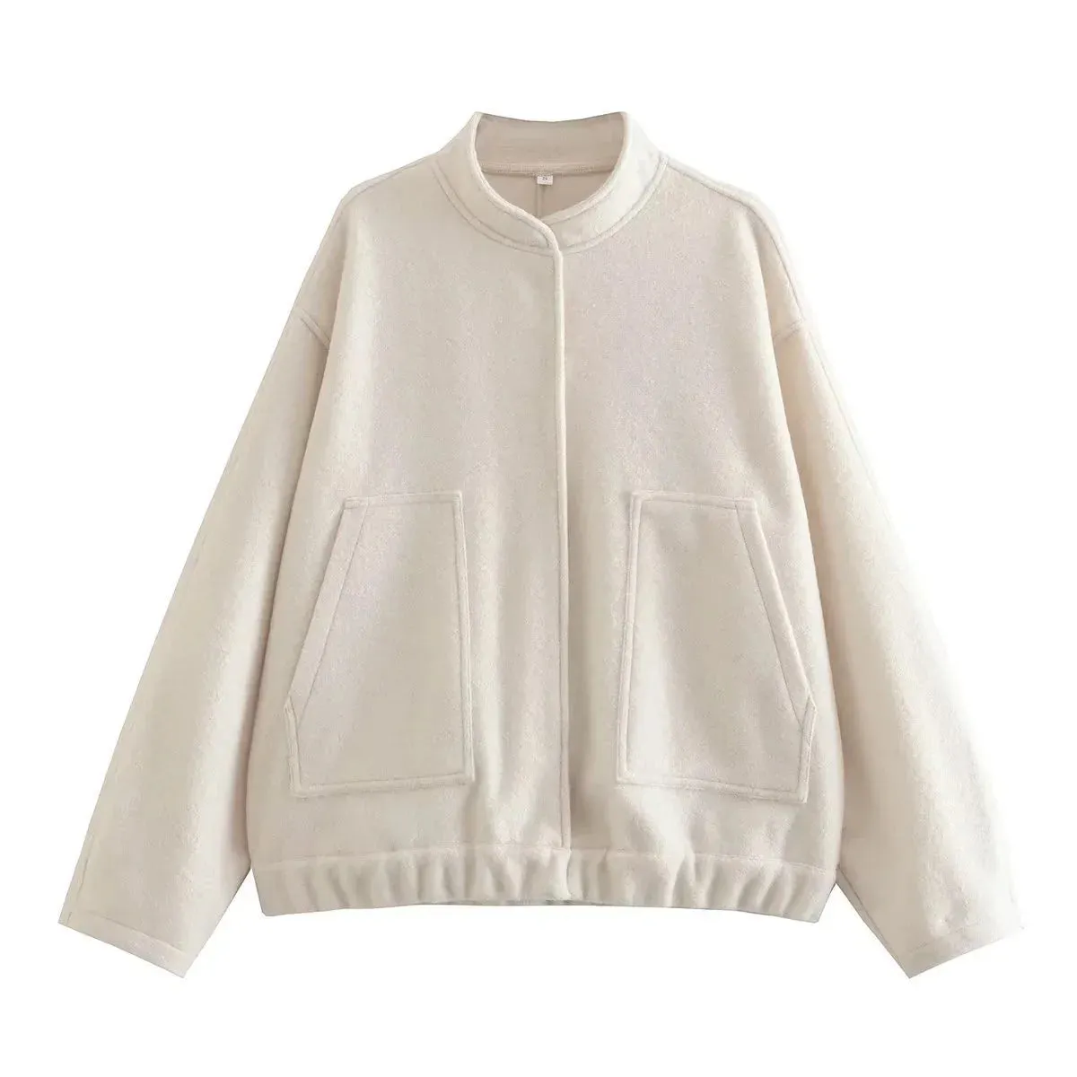 Loose Oversized Bomber Round Neck Long Sleeve Casual Coat