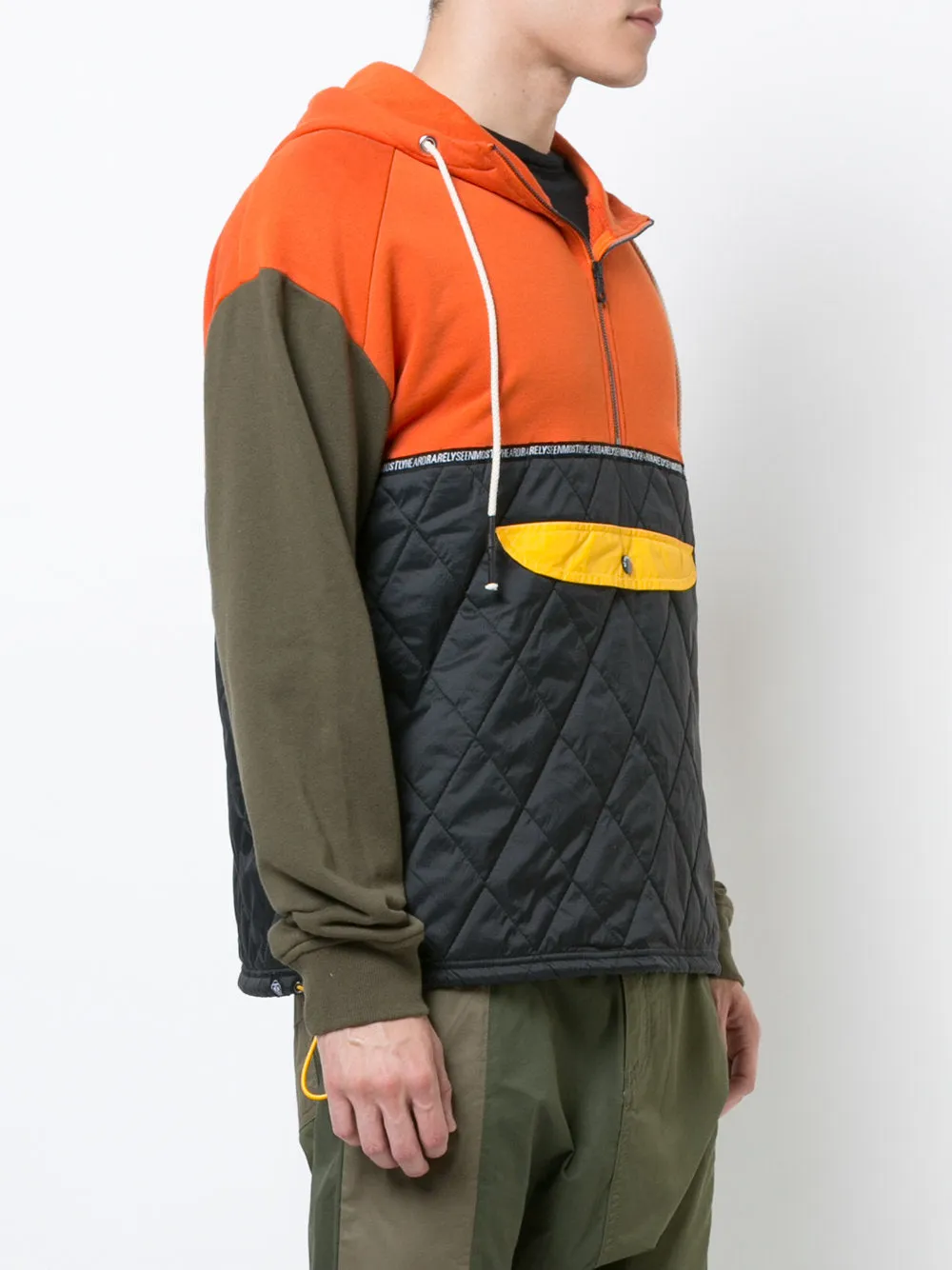 MIXED COLOR AND FABRIC HOODIE