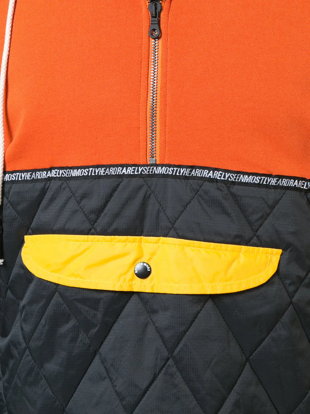 MIXED COLOR AND FABRIC HOODIE