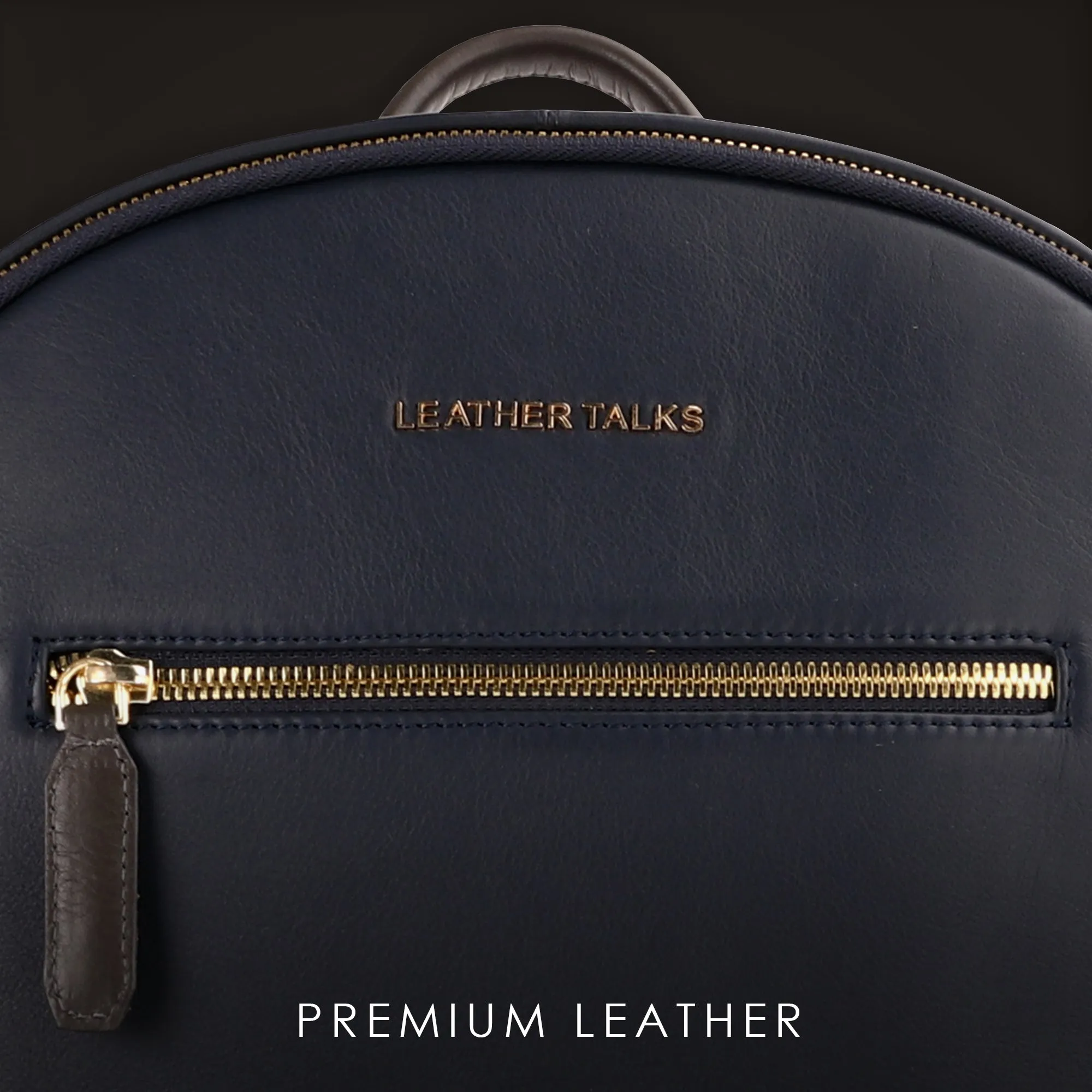 MountJoy Leather Backpack | 100 % Genuine Leather Backpack For Women | Colour - Navy Blue