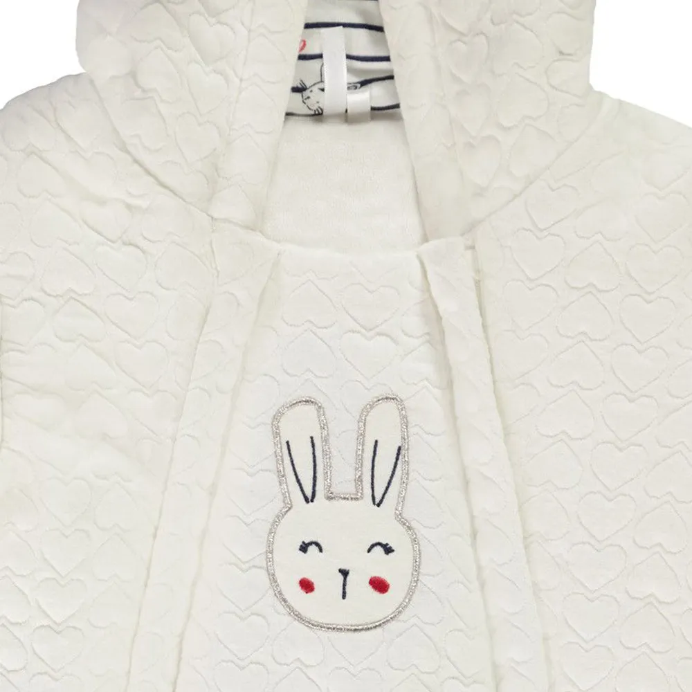 ORCH Bunny Face Applic White Quilted Romper 12303