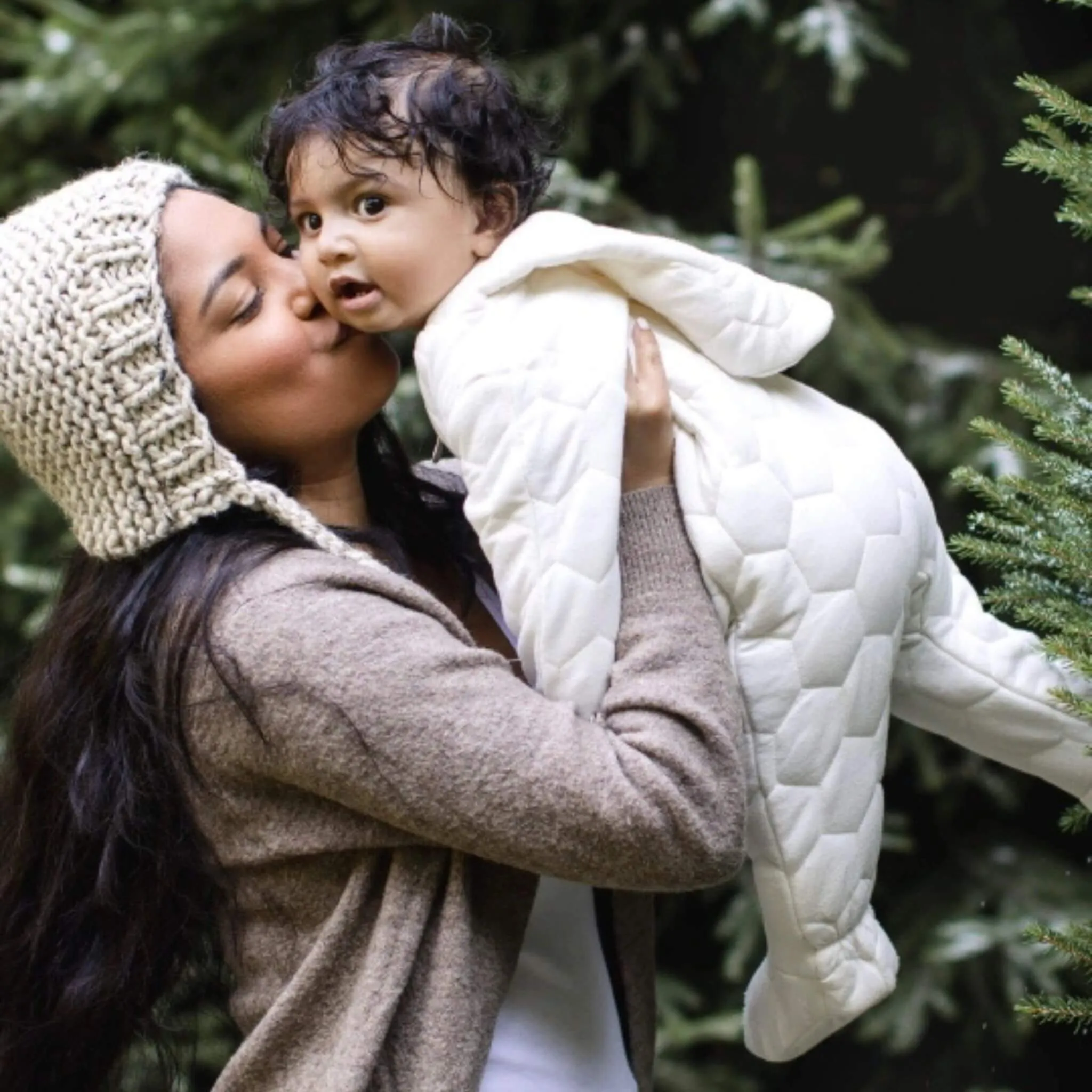 Organic Honeycomb Quilted Baby Zipsuit - Frost White