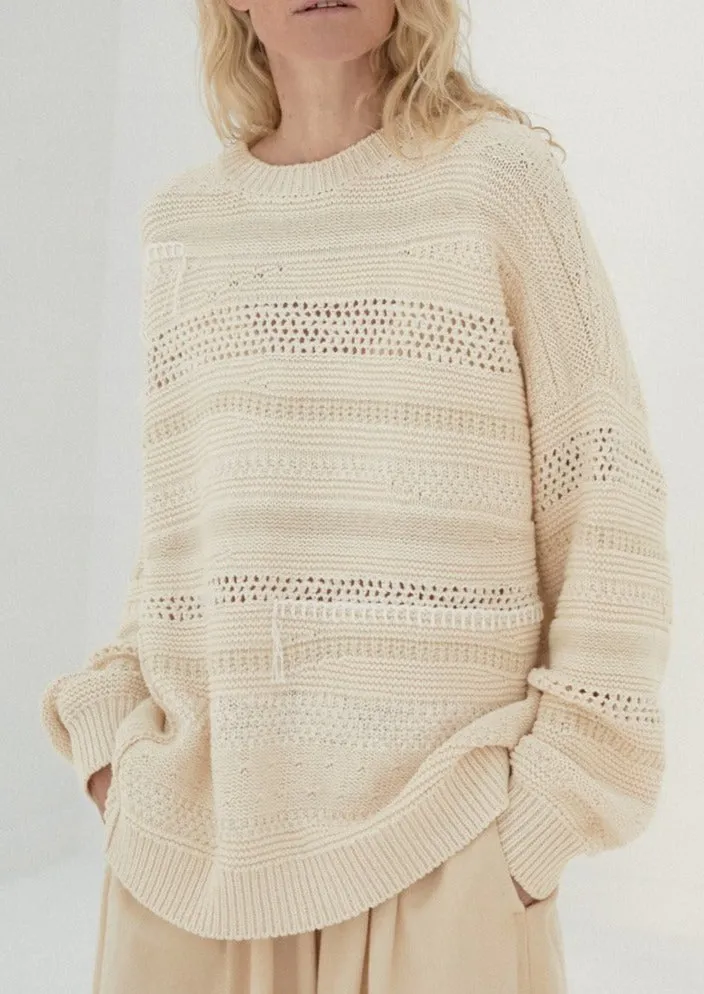 Patched Sweater, Natural