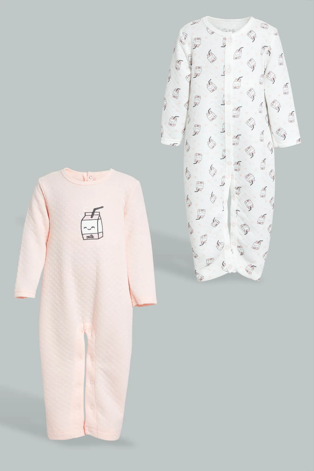 Pink/White Quilted Romper Set (2 Piece)