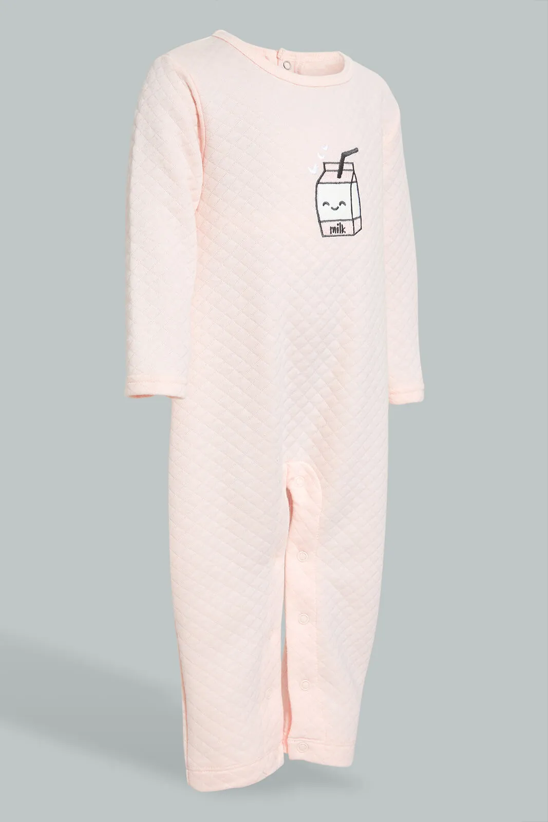 Pink/White Quilted Romper Set (2 Piece)