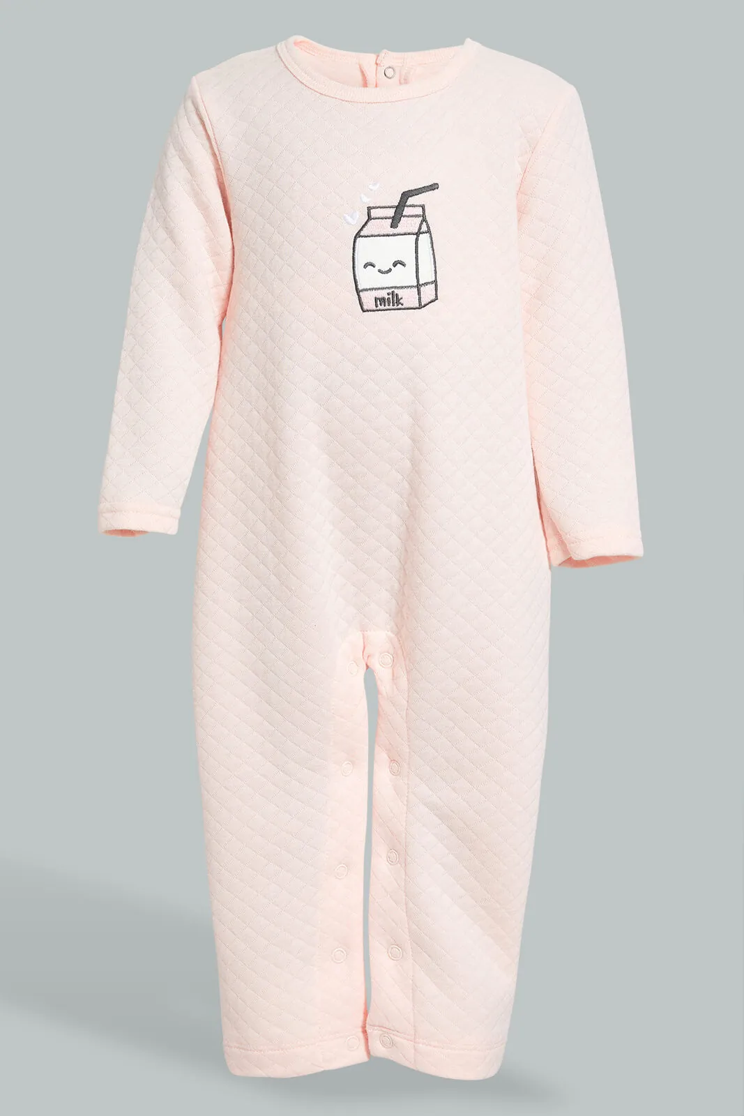Pink/White Quilted Romper Set (2 Piece)