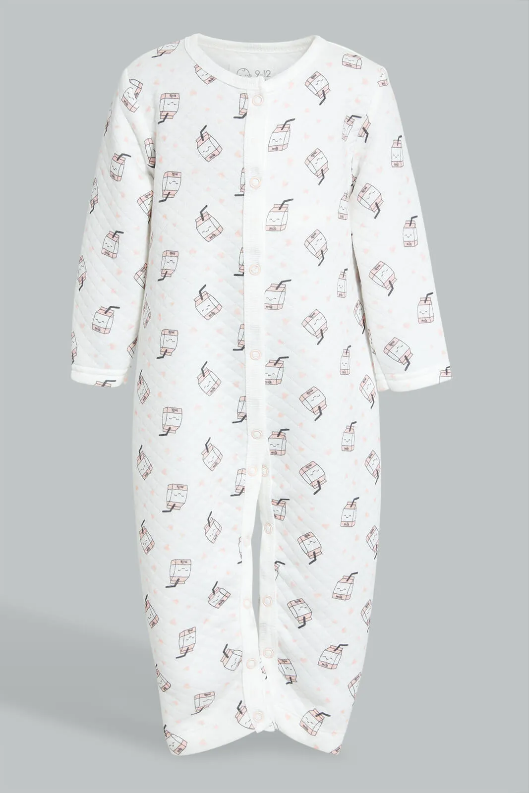 Pink/White Quilted Romper Set (2 Piece)
