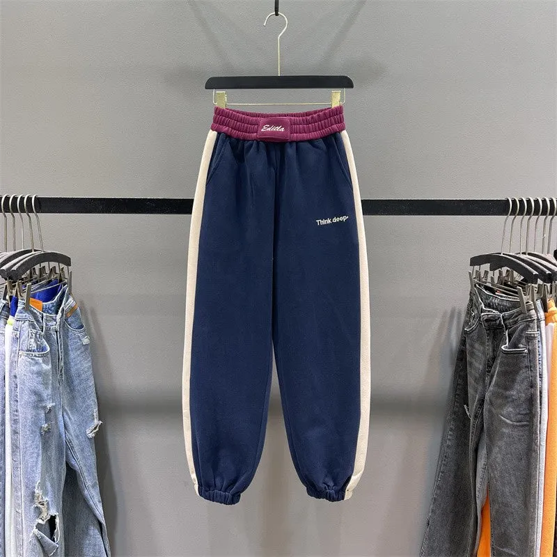 Stitching casual sweatpants for women
