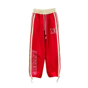 Sweatpants high street women letter embroidery loose fit