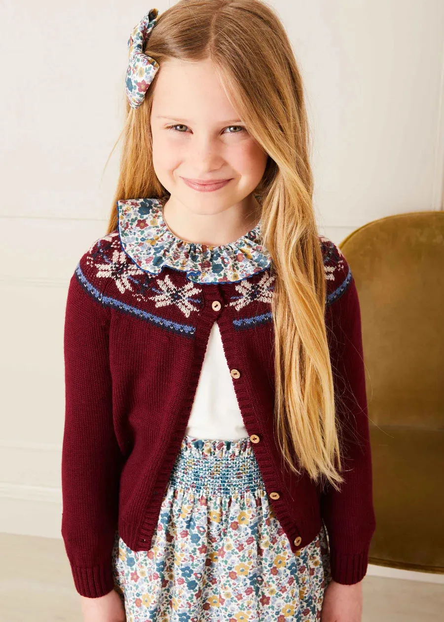 The Classic Burgundy Fair Isle Cardigan Girl Look