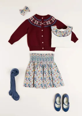 The Classic Burgundy Fair Isle Cardigan Girl Look