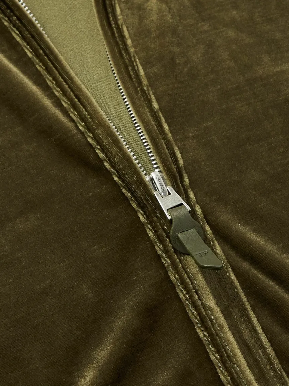 Tom Ford Velvet Zip up Hoodie In Green