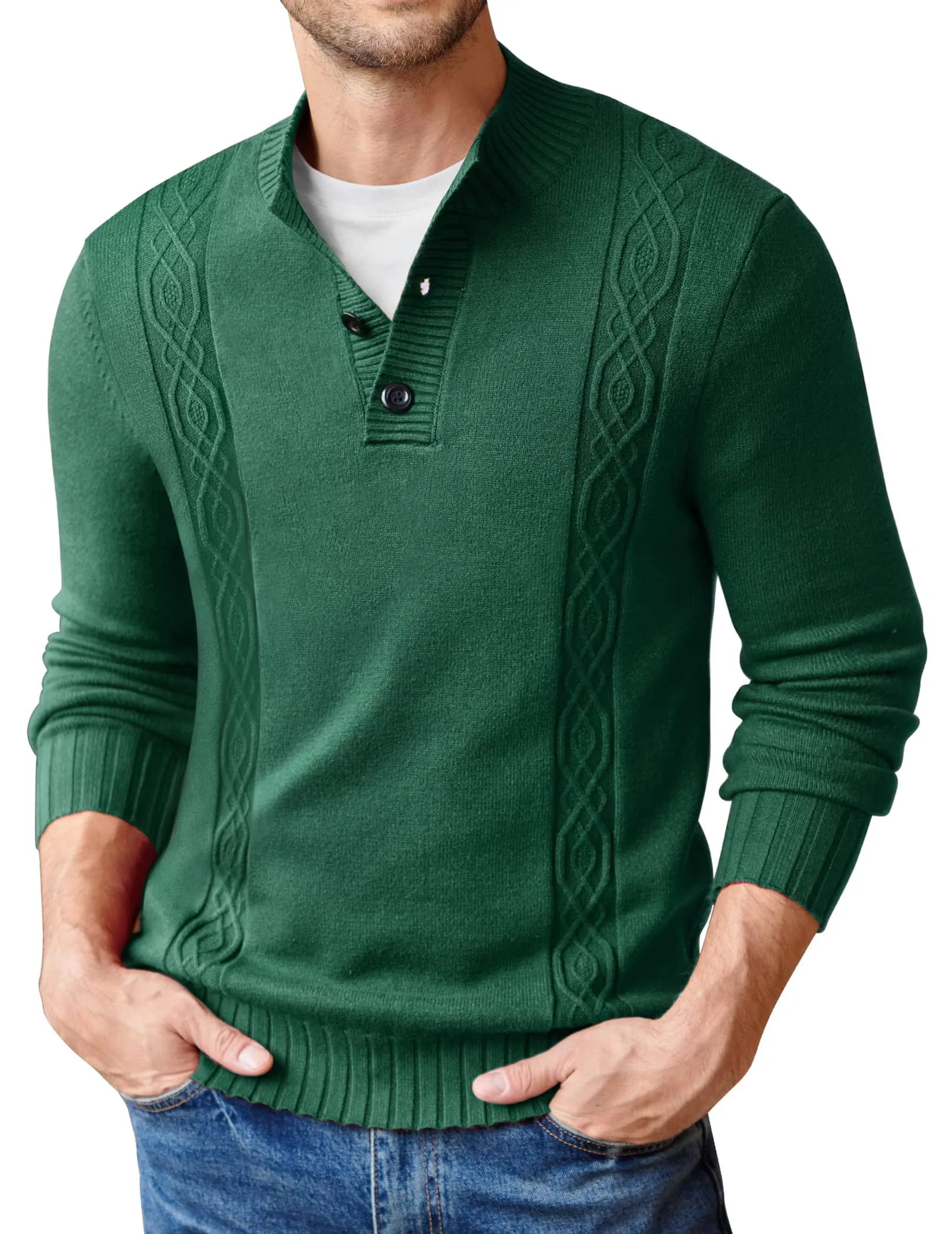 Twisted Stand Collar Knitted Pullover Sweater (US Only)