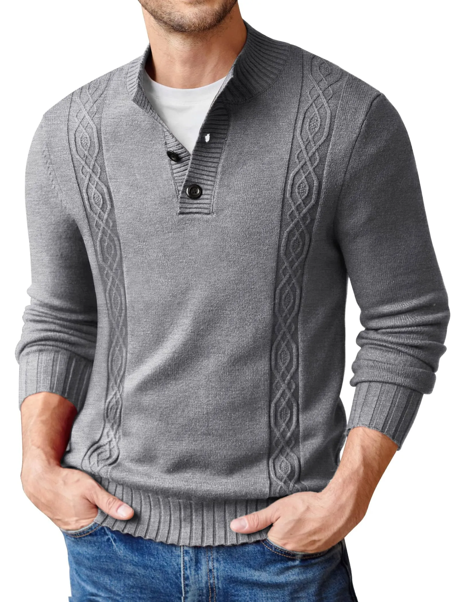 Twisted Stand Collar Knitted Pullover Sweater (US Only)