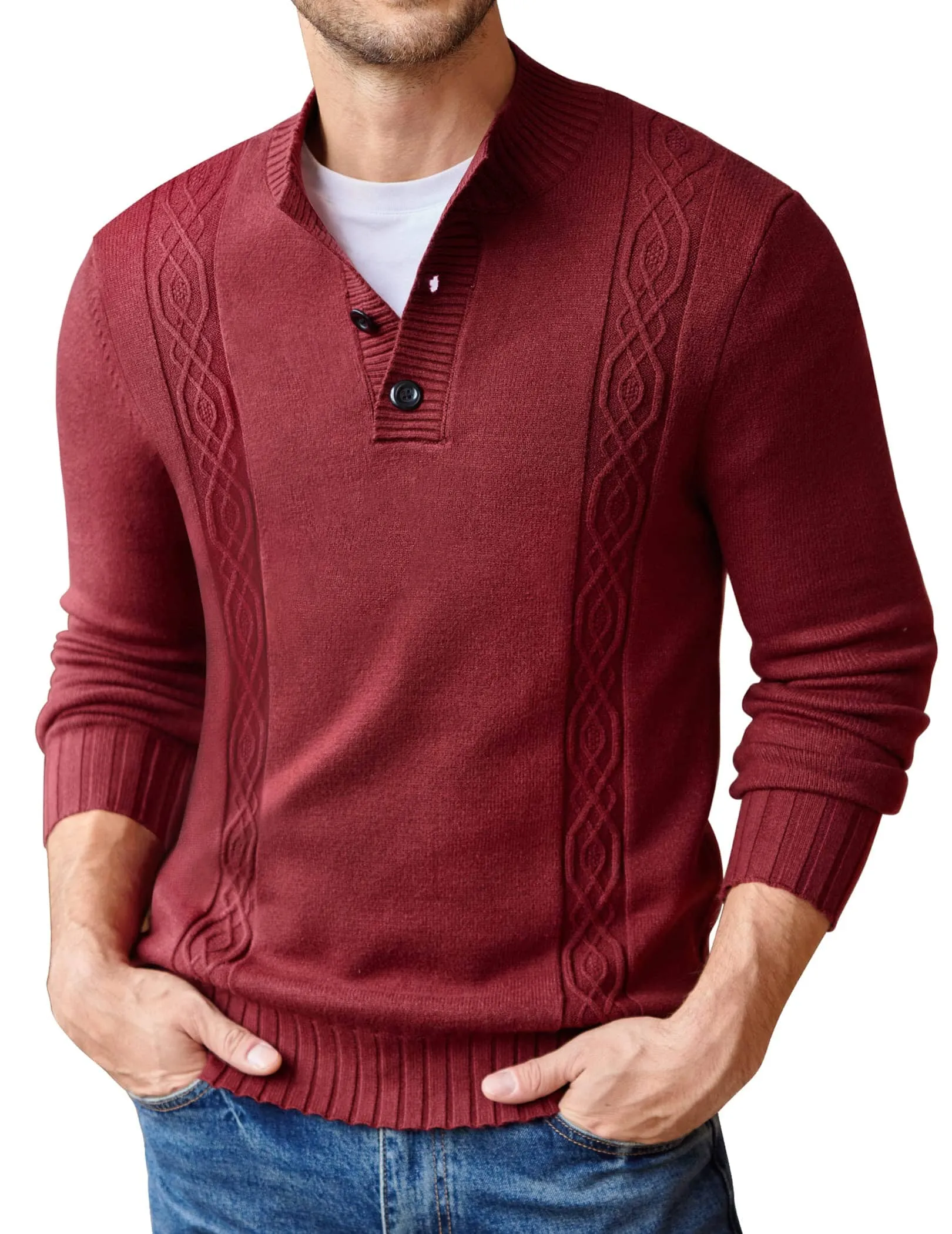 Twisted Stand Collar Knitted Pullover Sweater (US Only)