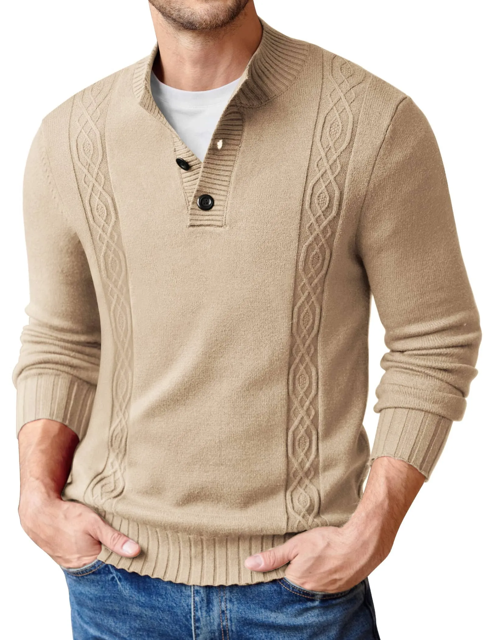 Twisted Stand Collar Knitted Pullover Sweater (US Only)
