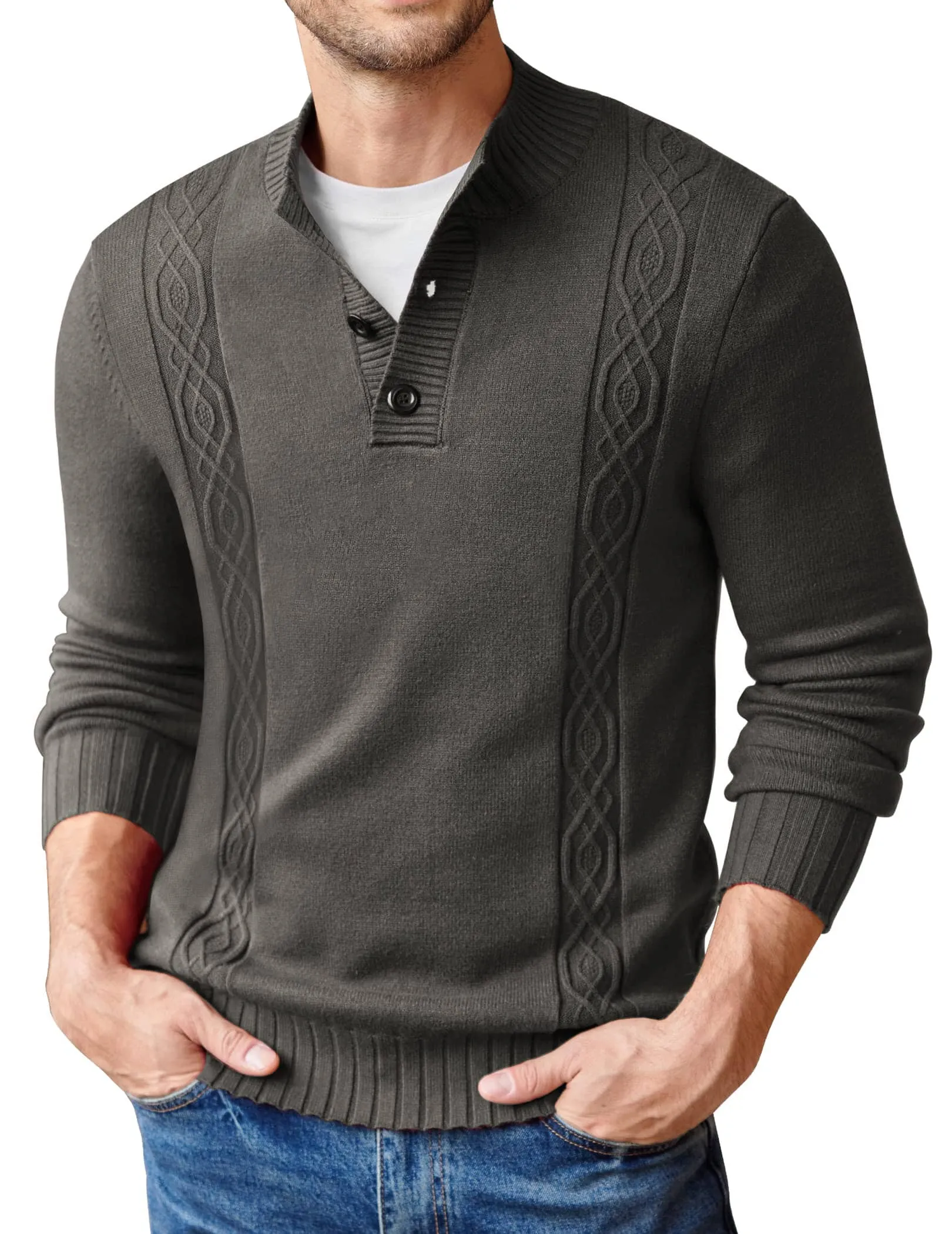 Twisted Stand Collar Knitted Pullover Sweater (US Only)