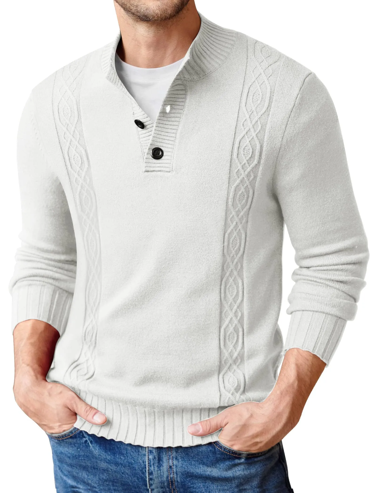 Twisted Stand Collar Knitted Pullover Sweater (US Only)