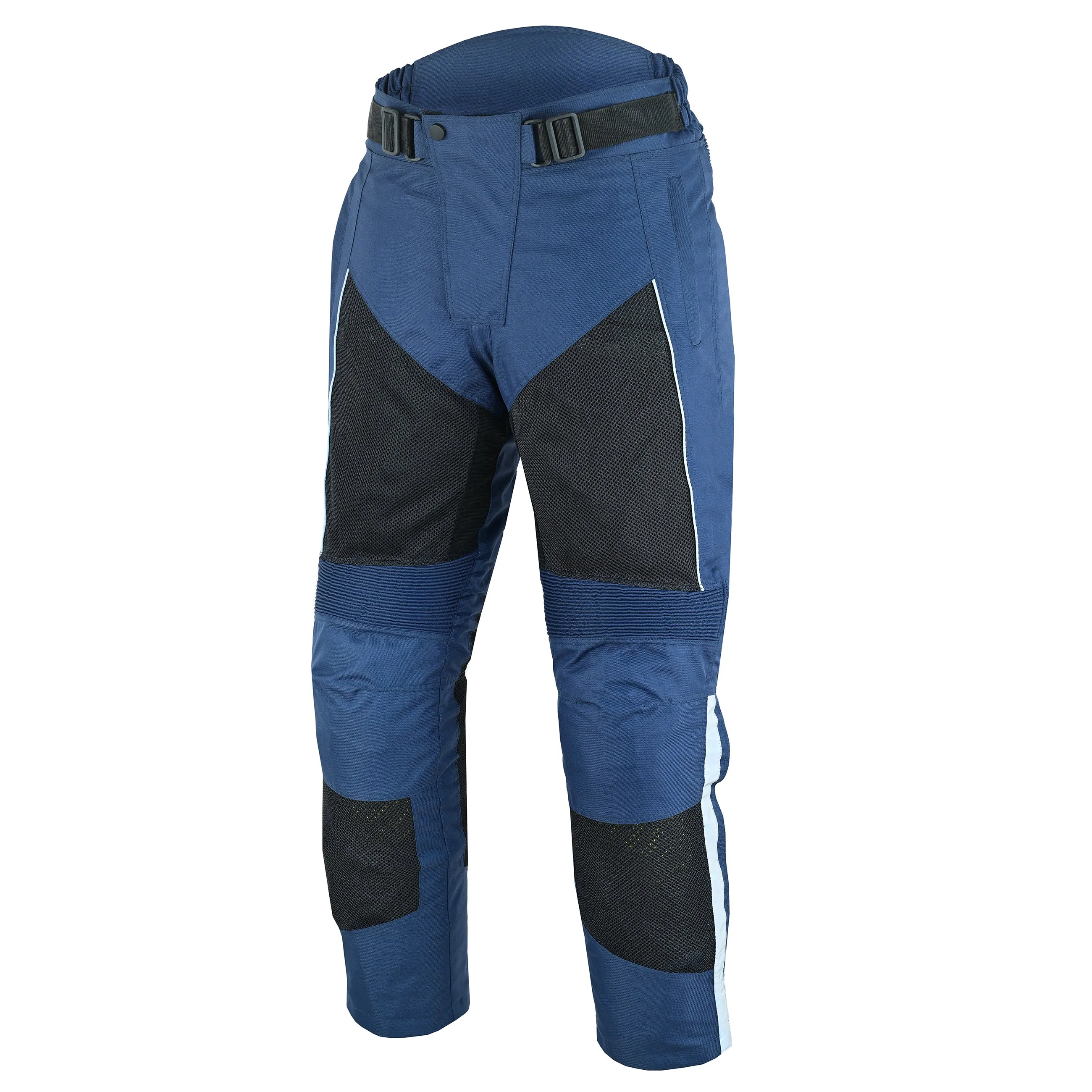 Warrior Gears Air Mesh Motorcycle Trousers for Men, Breathable Waterproof Textile Trousers for Men with Removable Lining & CE Armours - Black & Navy