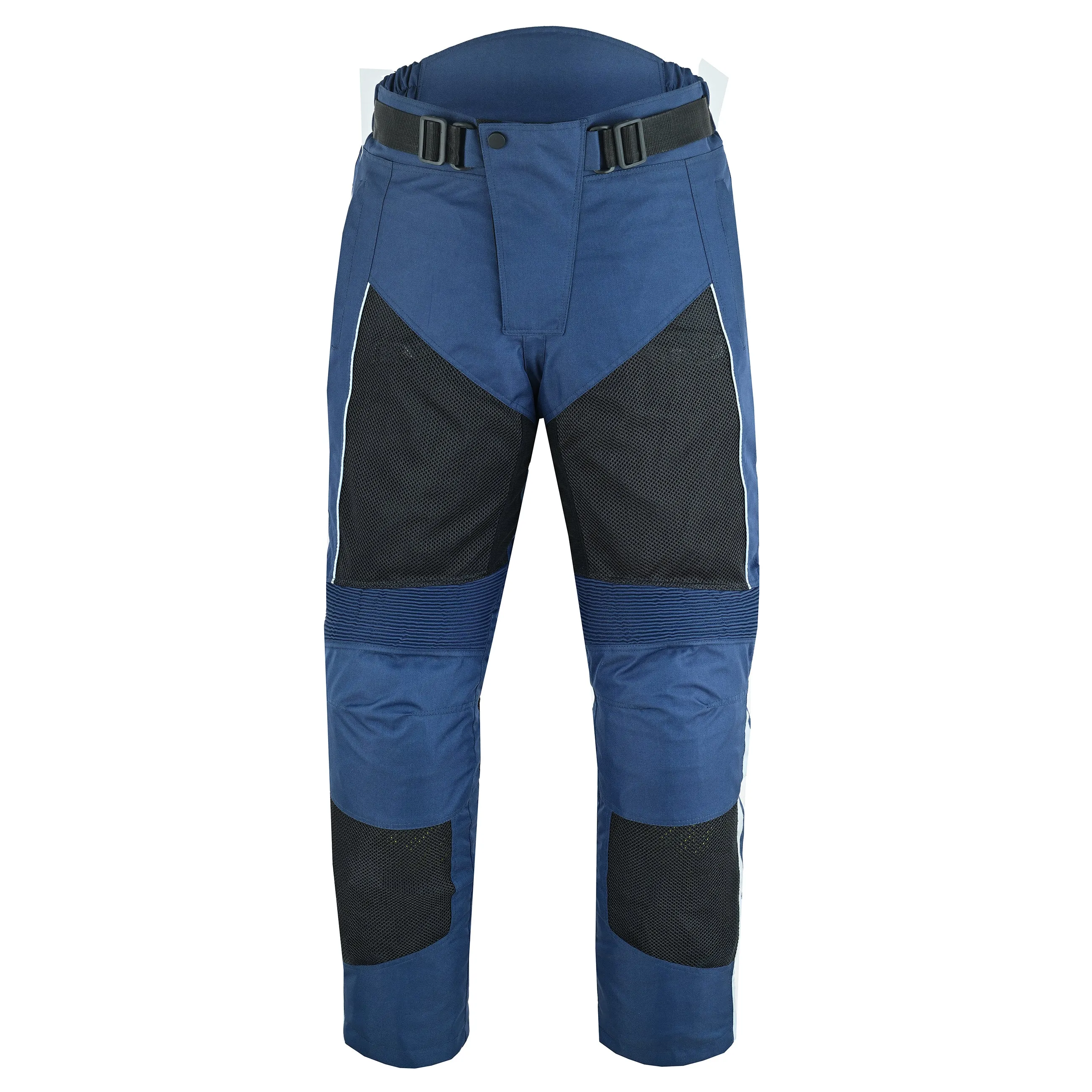 Warrior Gears Air Mesh Motorcycle Trousers for Men, Breathable Waterproof Textile Trousers for Men with Removable Lining & CE Armours - Black & Navy