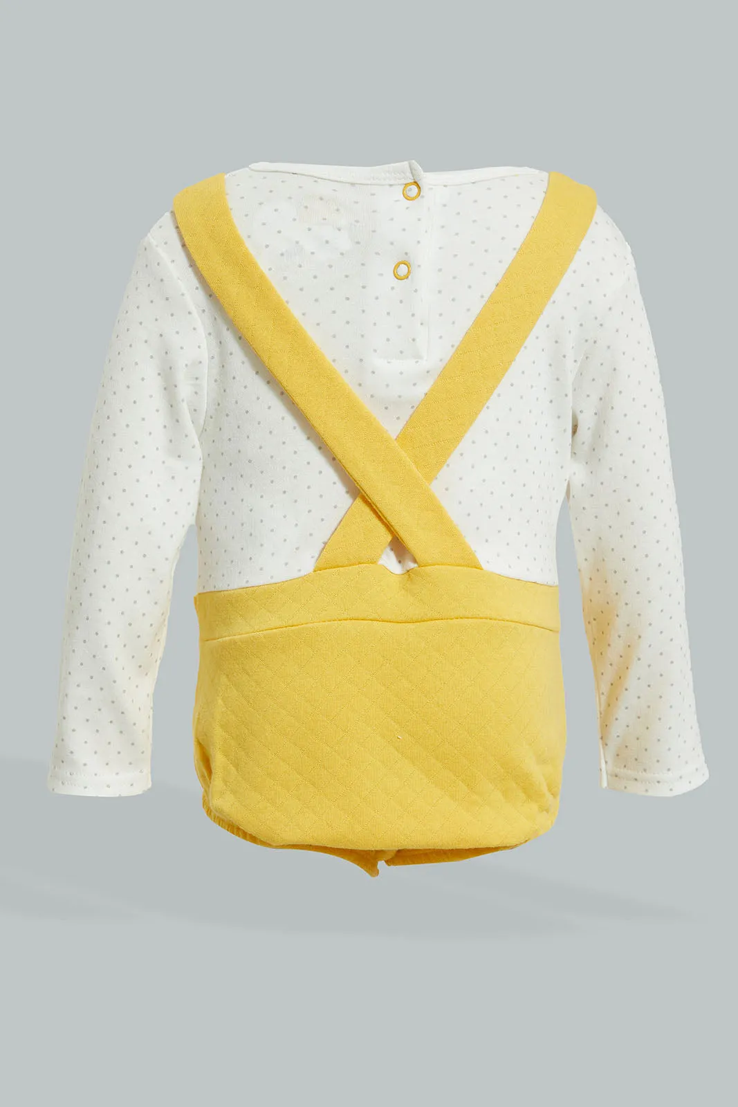 Yellow/White Velour Top Unisex Dungaree Romper