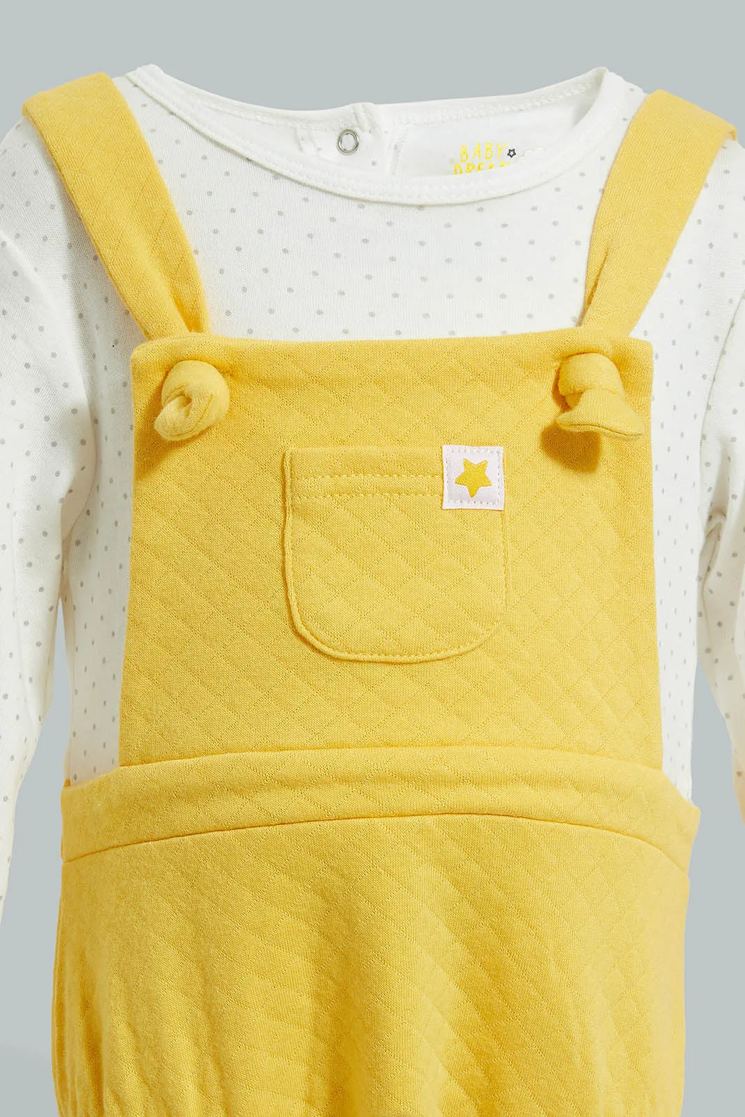 Yellow/White Velour Top Unisex Dungaree Romper